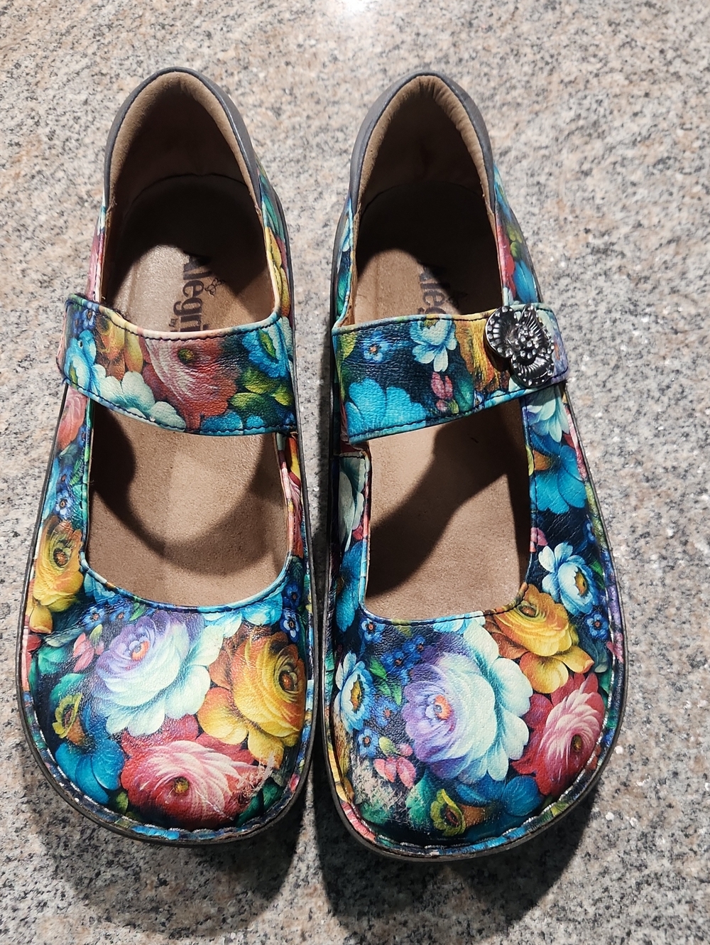 Alegria Floral Mary Jane Flats | Size 11 | EU 42 | Artisanal Hook‑and‑Loop